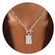 Robaice Sterling Silver Plated Toggle Cross Pendant Necklace for Women