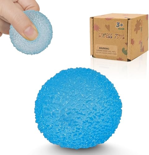 Soft Sensory Stress Balls, Textured Memory Gel Soft Fidget Toys, High Density Solid Squishy Toys, 4 cm Sensory Soft Fidget Toy for Kids Adults, Anxiety Relief Squeeze Ball for Autism ADHD (Blue)