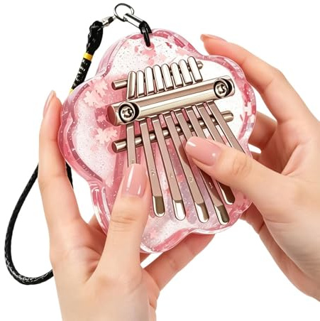 Hand Piano Portabel Åtta Tangenters med Halsband i Genomskinlig Akryl | Mini Tummpiano för Nybörjare för , Skola, Fest, Familjesammankomster och Utomhusresor