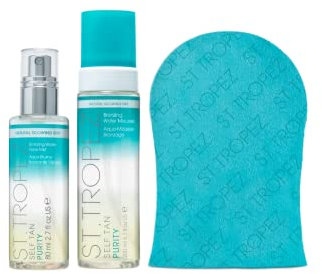 St.Tropez Self Tan Purity Bundle Purity Face Mist 80 ml, Purity Bronzing Mousse 200 ml, Applikator-Handschuh, vegan, natürlich & tierversuchsfrei