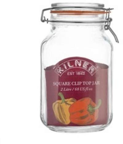 6 x Kilner Clip Top Glass Storage Jar - Square 2 Litre