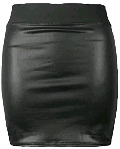 Candid Styles Womens Ladies Wet Look PVC Faux Leather Mini Midi Maxi Peplum Skater Skirts 8-26 Mini Skirt 12-14