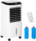 HOMCOM 10L 4 in 1 Mobile Klimaanlage mit Luftbefeuchtung Wasserkühlung Klimagerät Luftkühler 8h Timer Fernbedienung Nutzungsraum 20㎡ 600W ABS Weiß+Schwarz 38,2 x 31,6 x 76 cm
