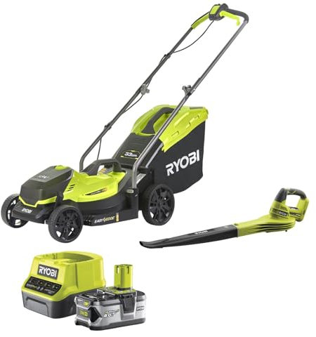 RYOBI R18LMLT1825L40 18V/40V 5-Position Rotary Lawn Mower, Blower & Battery Kit