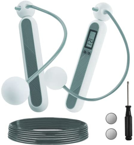 Lotvic Springseil, Springseil mit Zähler, Springseil mit Kugellager, Speed Rope Springseil mit Kalorienzähler, Seilspringen Fitness Länge Einstellbar, für Männer, Frauen, Kinder, Fitnessübungen (Blue)