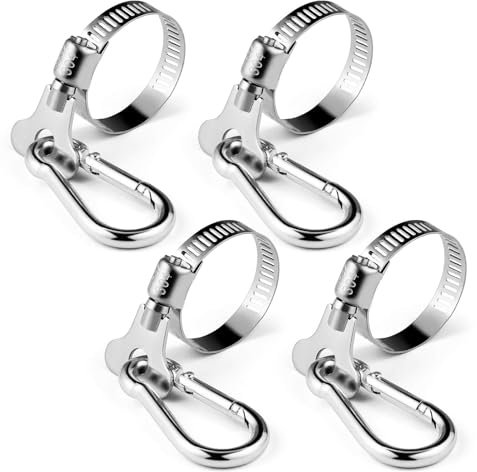 SONGTIY 4 Stück Flaggenmast-Clips, Edelstahl-Fahnenmastringe mit Karabinerklemme, 0,75–1,2 Zoll Verstellbarer Durchmesser für Boot, Yacht, LKW, Geländewagen, Garten, Haus
