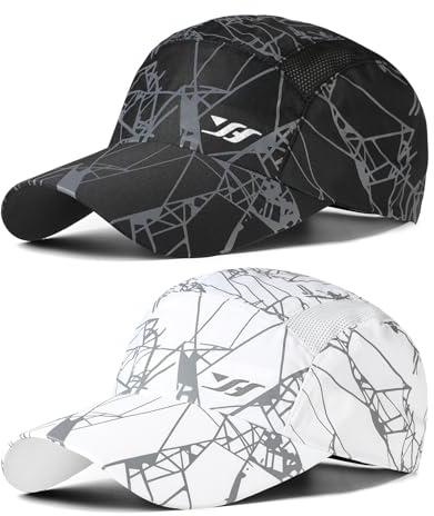 AYPOW 2 Pezzi Cappellino da Baseball ad Asciugatura Rapida Traspirante, Uomo Donna Casuale Moda Leggero Pieghevole Berretto da Baseball cap per Sport all'Aria Aperta, Regolabile Cappello Visiera
