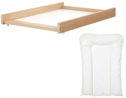 WEBABY - Plan à langer avec matelas ESSENTIEL Hêtre Verni | Pour lit bébé 60x120cm | Installation sécurisée | Léger | Maniable | Pratique | Gain de place
