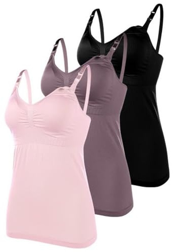 Aayahakawa 3 Pack Canotta per Allattamento, Canotta Premaman in Cotone per Allattamento da Donna, Canotta Premaman Senza Anello di Acciaio, B, XL