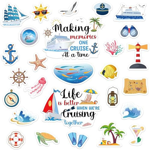 Cruise Door Decorations Magnetic, 27 Pcs Large Nautical Cruise Ship Magnets for Door Funny Carnival Sea Navigation Door Magnets for Door Decorations Fridge Car Cabin Party Supplies