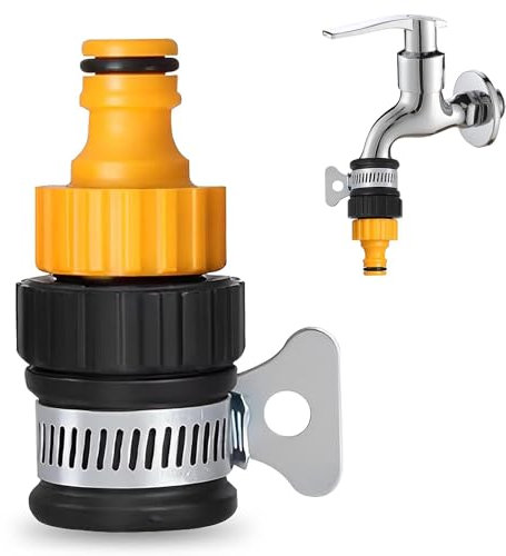 Hose Tap Connector, 12-16mm Mixer Garden Tap Indoor Tap Hose Connectors Kitchen Taps Hose Connector Hose Adapter Tap Connector for Hose Pipe Adjustable Stainless Steel Collar