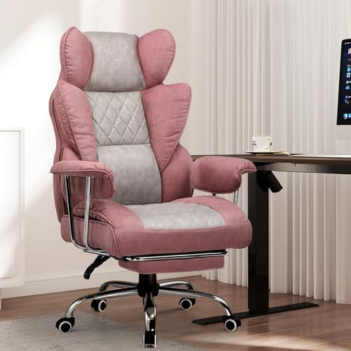GTPLAYER Gaming Chair, Executive Office Desk Chair with Footrest Ergonomic Heavy Duty High Back Lumbar Support Home Recliner Swivel Computer Chairs, Pink