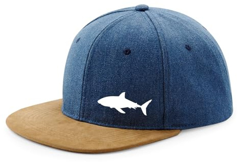 Huuraa Cappy Mütze Hai Silhouette Denim Baumwolle und Polyester Snapback Kappe Geschenkidee