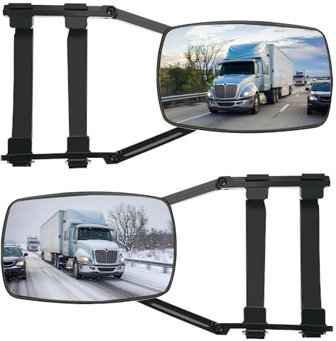 Gobesty 2 specchietti per roulotte, universali, per roulotte, con cinturino in gomma, specchietto aggiuntivo regolabile, per auto, per esterni, universali, per tutti i tipi di veicoli, roulotte, auto
