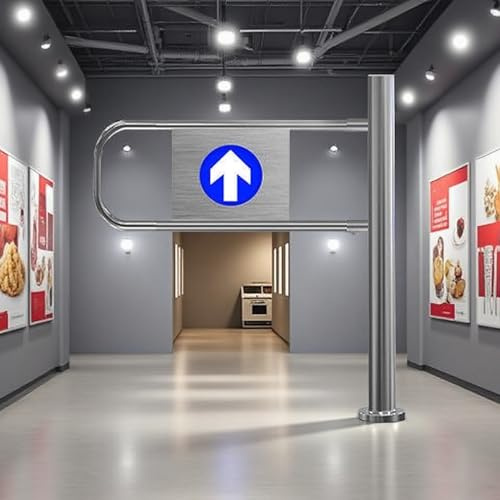 Lakenbroade Cancello di Sicurezza per Ingresso supermercato, cancello pedonale per Magazzino in Acciaio Inossidabile per cancello d'ingresso supermercato, Biblioteca, Negozio right-90 * 100cm