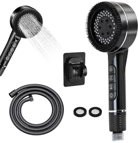 Soffione Doccia Anticalcare, Doccino per Doccia con Tubo da 1,5M, Soffione Doccia con Filtro, Soffione Doccia Alta Pressione con 4 Modi Funzione, Doccino per Doccia Alta Pressione