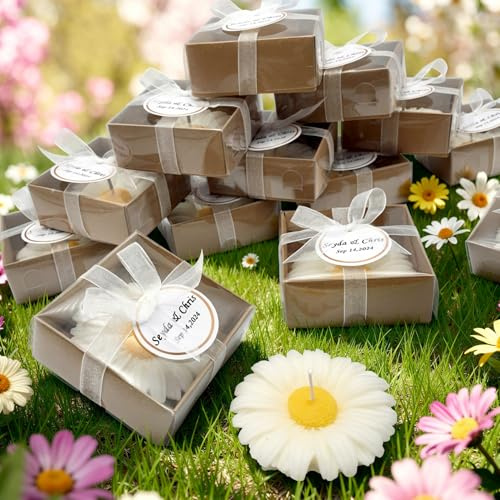 bomboniere matrimonio, margherita candele bomboniere battesimo, anni ragazzo, comunione, cresima, anniversario di, compleanno bigliettini (10, 20, 30, 50, 100, 150 opzioni disponibili)
