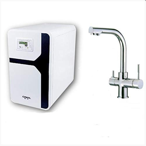 Depurtek - Osmosis Inversa Compacta NT02 | Grifo de 3 vías | Alta Capacidad 75 GPD, Fácil Instalación | Bomba Presión, Depósito Acero 8 Litros | Detector Fugas | Medidor TDS | Auto-Limpieza Filtros