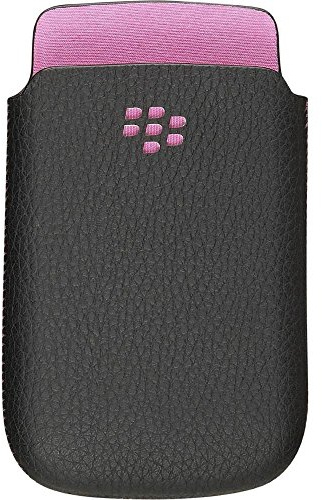BlackBerry Torch 9800 Leather Pocket Case - Black with Pink Accent (ACC-32840-202)