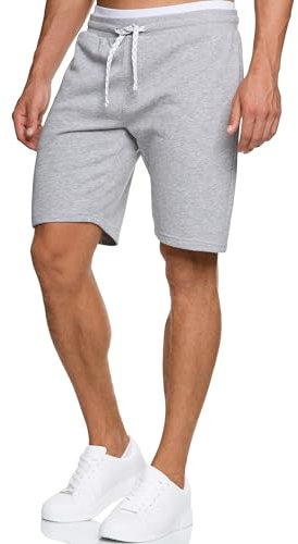 Indicode Herren Aldrich Sweatshorts mit Kordelzug | Herrenshorts Sportshorts für Männer Lt Grey Mix L