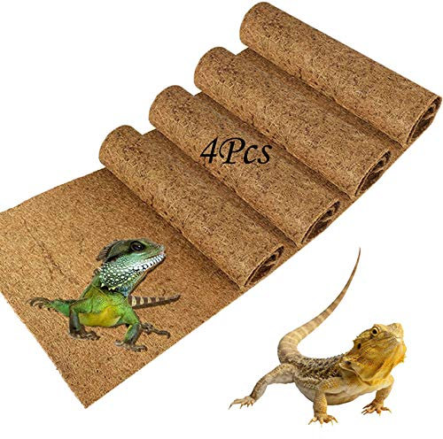 PINVNBY Reptilienteppich, Bartdrache, natürliche Kokosfaser-Matte, Eidechsen-Terrarium-Pads, Schildkröten, Bettzubehör für Gecko, Schlangen-Chamäleons (4 Blatt/50 x 30 x 1 cm)