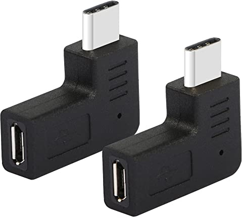 GELRHONR 90-Degree USB C to Micro USB Adapter (Right Angle, 2-Pack) for Charging & Data Transfer