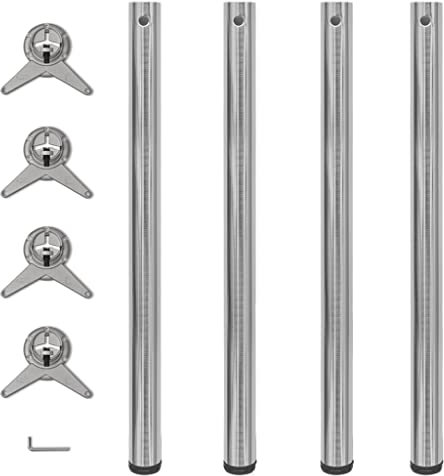 Makastle 4er Set Tischbein Höhenverstellbar 870 mm Ø60mm Regulierbare Nickel gebürstet Tischbeine Tischfüße Stützfuß, regulierbare Höhe 870-880mm, Montagezubehör inklusive