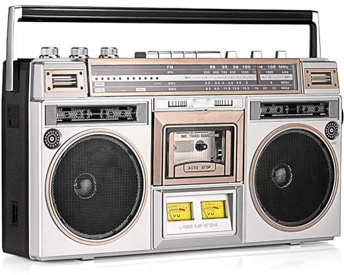 Klassisk 80-talsstil retro boombox CD-bandspelare, kassettspelare radio, retro Bluetooth-kassettspelare med Fm och Dab+ radio, stöder SD/USB-ingång