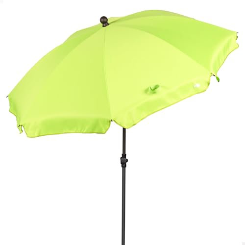 AKTIVE Grand Parasol de Plage, 200 cm, Couleur Verte, Mât en Acier, Inclinaison et Hauteur Réglables, Tissu Polyester, Protection UV30, Grands Parasols