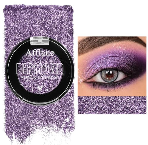 DE'LANCI Ombretto viola glitterato per il trucco dell'evidenziatore, ombretto metallico scintillante impermeabile, creazione di trucco occhi glitterato, vegano e senza crudeltà, senza talco #7H