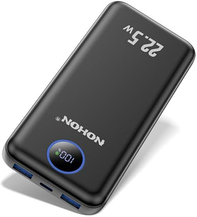 NOHON Bateria Externa Power Bank: 10000mAh Carga Rapida Cargador Movil Portatil con Patalla LED | Powerbank PD 22.5W USB C Input & Output Compatible con iPhone 15 14 13 12 Mini Pro Samsung Tablet