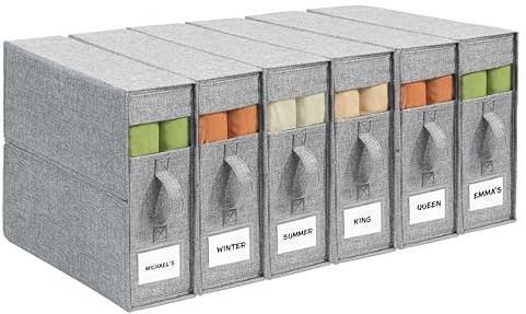 ZenStorage Sheet Organizers and Storage for Linen Closet, 6Pack Grey