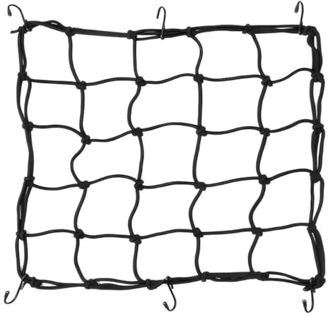 GXGM Filet Moto Elastique à Bagages Araignée avec 6 Crochets pour Moto Scooter Bicyclette VTT - Extensible 40 x 40cm Noir, 1 Pièce