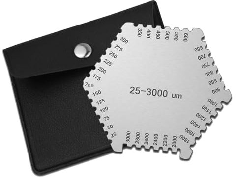 Uadme Medidor Espesor Pintura, Medidor de Película Húmeda de Acero Inoxidable, Densimetro de Pintura 25-3000um Hexágono, para Pintura y Revestimiento