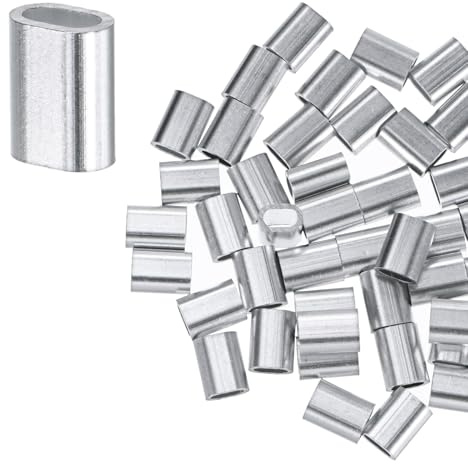 M METERXITY 50-Pack Aluminum Crimping Loop Sleeves, 1.5mm 1/16 Single Round Barrel Wire Rope Sleeves Cable Ferrule for Wire Rope/Cables Crimping Loop Sleeve