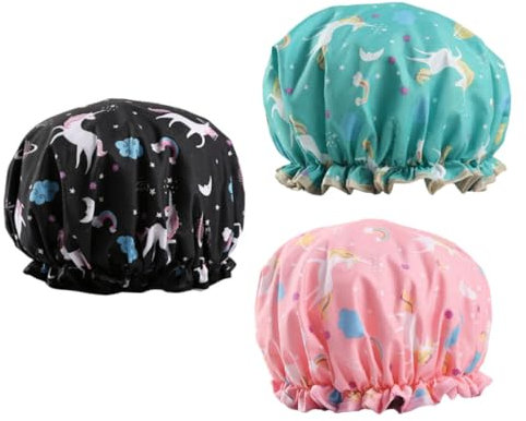 MUSISALY 3pcs Elastic Multi-functional Bathing Hat for Women Men Boys and Girls Sleep Cap Decor Hair Cover