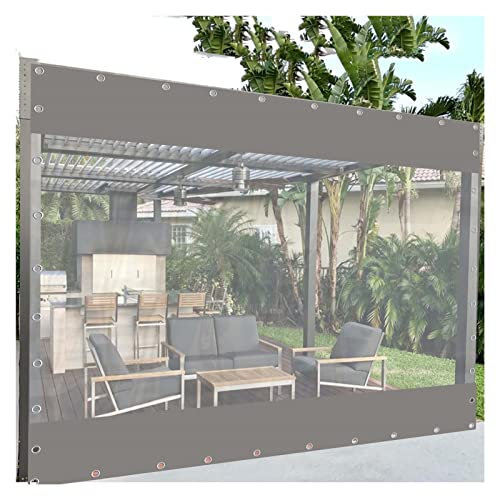 Rideaux d'extérieur imperméables en PVC transparent idéal pour patio, porche, abri auto, pavillon, bâche avec œillets, rideau de séparation pour l'intimité et la protection, housse d'ombrage