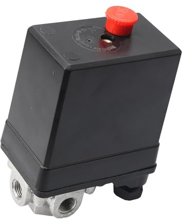 Pressostato Compressore Aria Valvola Compressore Aria Valvola di Pressione AC 380V Valvola di controllo con interruttore di pressione per compressore d'aria 0-1.5Bar/21.75 Psi (4 fori)