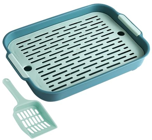 Small Animal Litter Box for Pet Toilet Training, Plastic Tray with Removable Mesh & Scoop for Guinea Pig Hamster(GREEN)
