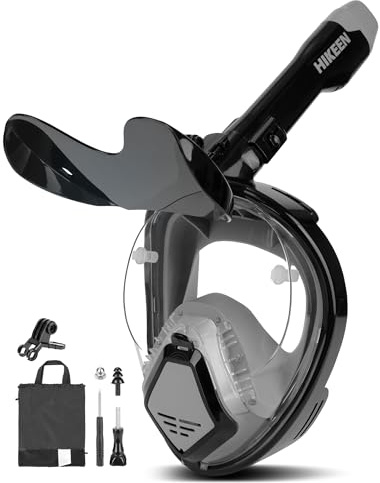 BOOSTEADY Maschera Subacquea adulti, Maschera Sub con Vista Panoramica 180°, Design Pieno Facciale Anti-Appannamento, Compatibile con Videocamere Sportive, M