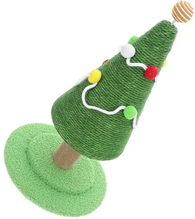 VANZACK Árbol Rascador para Gatos con Sisal Natural Soporte Vertical Mediano Diseño Navideño para Interiores Gatos Domésticos