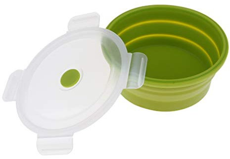 MXRGUMVI Ciotola da campeggio pieghevole in silicone, 600 ml, verde