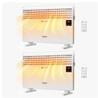 ROVSUN 1500W Panel Heater with Remote Control, 2-in-1 Electric Panel Space Heater with Clothes Rack, LCD Touch Screen & Temperature Adjustment, for Indoor Use, Bedroom, Office, Home, 2 Packs