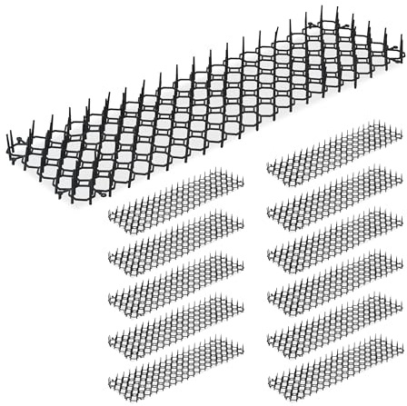 24 x rete spinoso, difesa contro martore e gatti, protezione per aiuole, piante, plastica, tappetino spinoso, nero