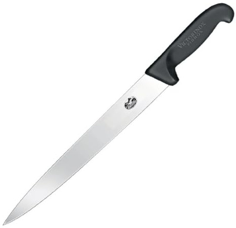 Victorinox Fibrox Schinkenmesser, Swiss Made, 25cm spitze Klinge, Rutschfester Griff, rostfrei, Edelstahl, schwarz