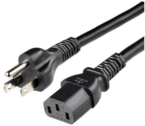 Amazon Basics Universal Replacement Power Cord for PC, Monitor, TV, Printer, 3-Prong, 18 AWG, 125 Volts, 15 feet, Black