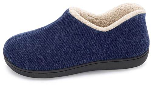 ULTRAIDEAS morbide Pantofole da Donna in Memory Foam con Retro Chiuso con Calda Fodera in Pile, Scarpe da casa in Cotone Misto Lana con Suola in Gomma Antiscivolo per Interni all'aperto, blu, 40EU