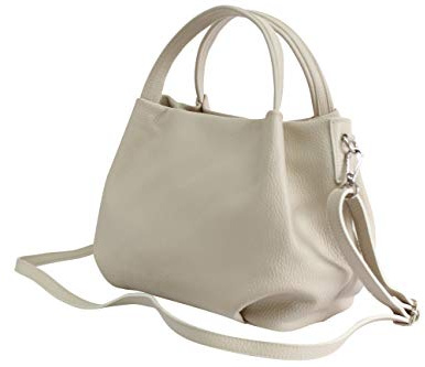 AmbraModa borsa a mano di donna, borsa a tracolla, borsa a spalla italiana in vera pelle dollaro GL023 (beige)