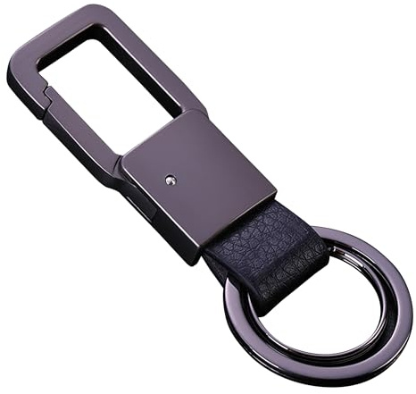 Cerbery - Schlüsselanhänger aus Leder mit Ringen und Geschenkbox - Auto Geschenk Schlüsselband Schlüsselbund Schlüsselhalter Schlüsselring (Schwarz)