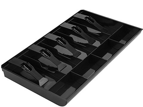 Kassenschublade Einsatz,Kassenfach Fünf-Gitter-Aufbewahrungsfach,Münzfachkassette Kassierer Ordentlicher Aufbewahrungsschrank,für Supermarket (schwarz)